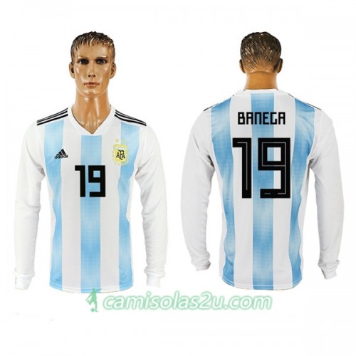 Camisolas de Futebol Argentina Banega 19 Equipamento Principal Copa do Mundo 2018 Manga Comprida Camisolas de Futebol Argentina Banega 19 Equipamento Principal Copa do Mundo 2018 Manga Comprida